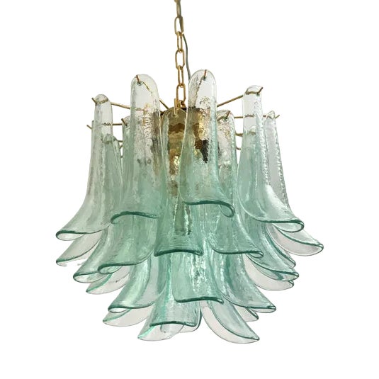 Green-Wather Murano Glass Sella Chandelier with Gold 24k Metal Frame by Simoeng For Sale