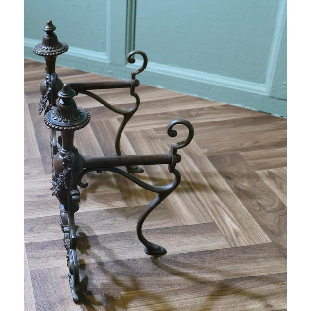 French Brass Andirons, Set of 2 For Sale - Image 5 of 7