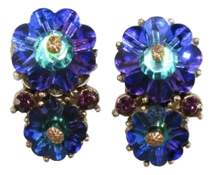Vintage Weiss Earrings Margarita Heliotrope Stones - 2 Pieces