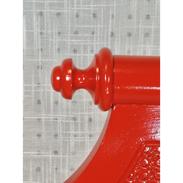 Vintage Bali Hai Faux Bamboo Cane Twin Headboard by Henry Link- Newly Painted Flirt Red by Behr For Sale In Mobile - Image 6 of 11