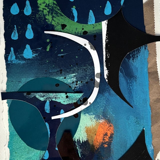 Mid-Century Modern Tempus Fugit. Original Collage Art by Robin Zingone, Framed For Sale - Image 3 of 6