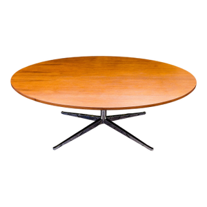 Florence Knoll 78" Oval Walnut X Base Dining or Conference Table