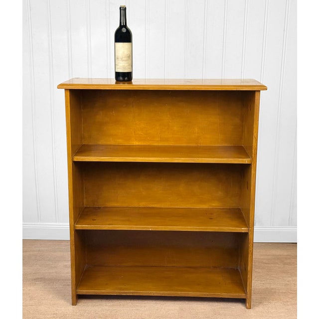 - A Farmhouse Style Bookshelf from 1963 - Solid Knotty Pine with a Heavy Shellac Finish - 3 Solid Pine Shelves - Shows...