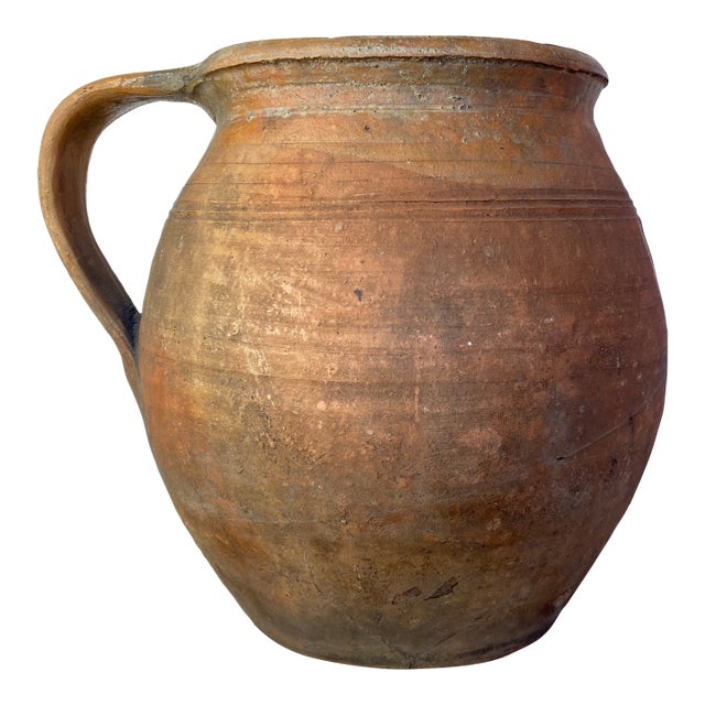 Antique Rustic Terracotta Water Jug, Mediterranean Style For Sale