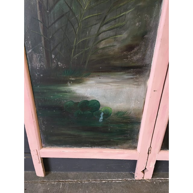 Hand Painted Folk Art Flamingo Motif Room Divider/Dressing Screen Chairish