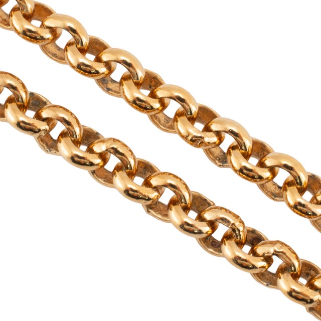 Gold Chanel CC Gold Plated Black Enamel Rolo Chain Pendant Necklace For Sale - Image 8 of 9