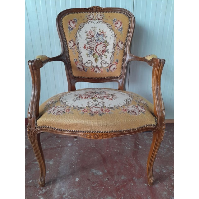 Dutch Louis XV Style Armchair with Embroidered Seat, 1930s For Sale - Image 14 of 14