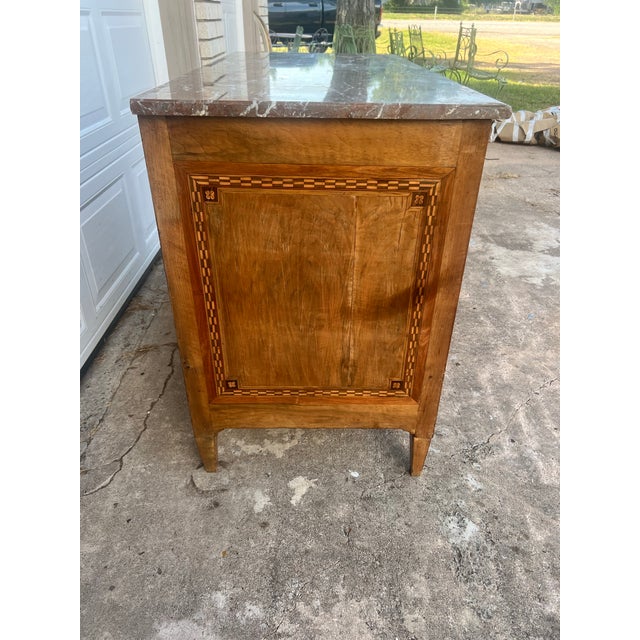French 18th Century Louis XVI Walnut Château Period Marble Top Chest of Drawers For Sale - Image 12 of 12