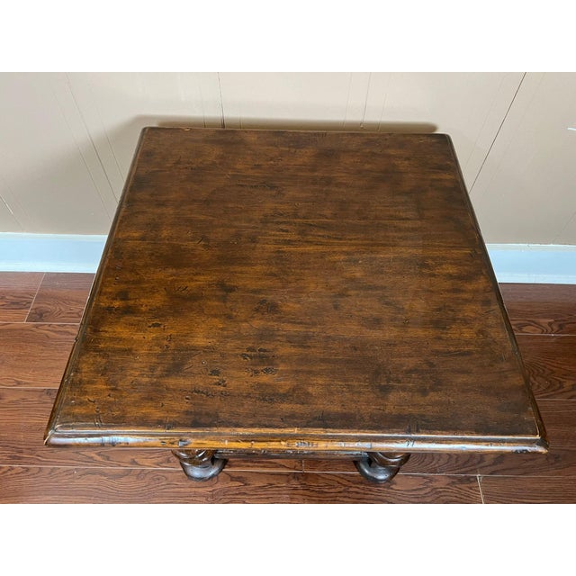 Antique English Side End Table Small Square Carved Oak Jacobean Revival C1910 For Sale - Image 16 of 18