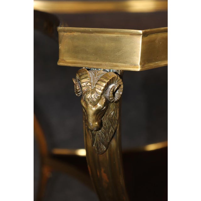 Pair of Directoire Style Brass Ramshead Two Tier Gueridon End Tables For Sale In Philadelphia - Image 6 of 13