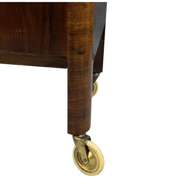 Brown Art Deco Walnut Serving Bar Cart from Bohemia, 1930s For Sale - Image 8 of 10