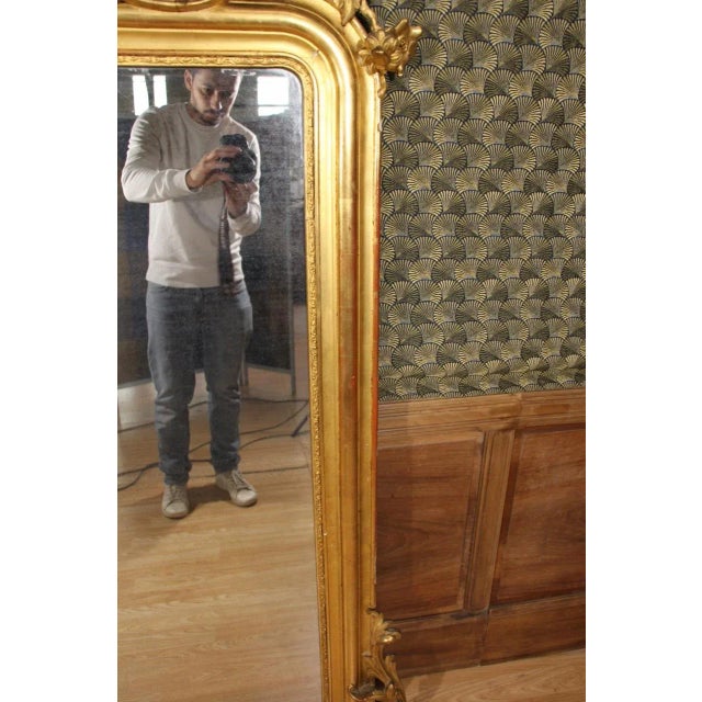 Wood Louis Philippe Mirror in Golden Wood Frame For Sale - Image 7 of 11
