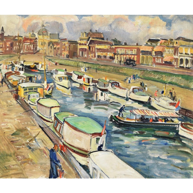 Gerta Springer, Holiday Boats in the Harbor, 1935, Oil on Canvas, Framed For Sale - Image 17 of 17