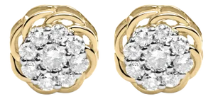 10K Yellow Gold Plated .925 Sterling Silver 1/2 Cttw Diamond Cluster Stud Earrings (J-K Color, I2-I3 Clarity)