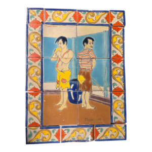 1920s D&M Tile Scene “Muchachitos” - 19 Piece Set