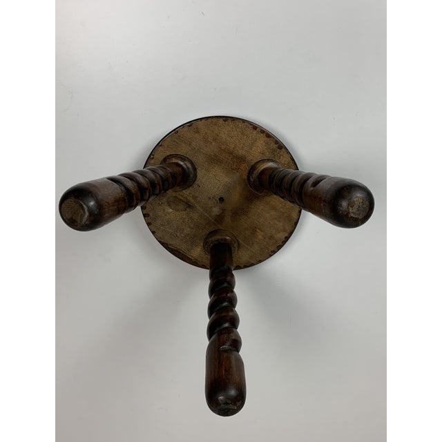Mid-Century Modernist French Brutalist Wood Turned Tripod Stools, 1950s, Set of 2 For Sale - Image 13 of 18