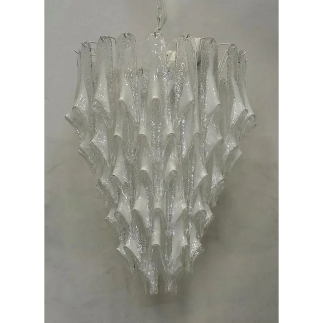 Mid-Century Murano Round Transparent White Color Chandelier For Sale - Image 11 of 11