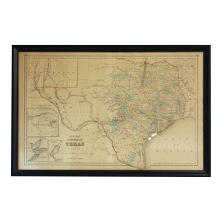 Circa 1853 "New Map of the State of Texas" in Frame For Sale