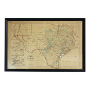 Circa 1853 "New Map of the State of Texas" in Frame