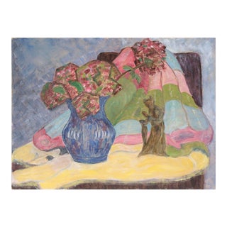 Abstracted Still Life With Flowers and a Statue For Sale