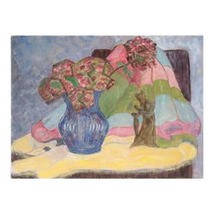 Abstracted Still Life With Flowers and a Statue