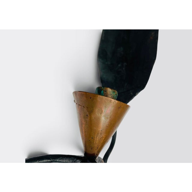 1950s Vintage Copper Wrought Iron Leaf Candle Holder Set For Sale - Image 5 of 9