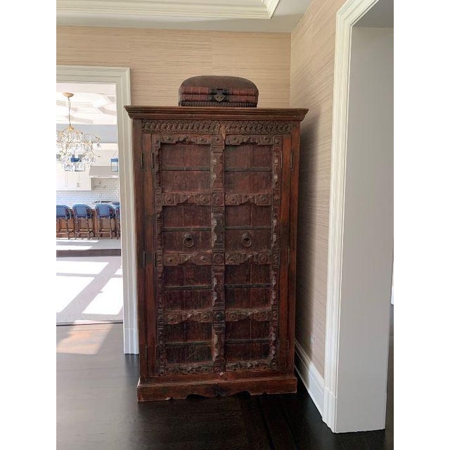 Early 20th Large Indonesian Hand-Carved Teak Armoire Wardrobe For Sale - Image 4 of 6