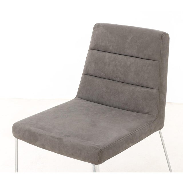 Ligne Roset Ligne Roset Gray Suede Upholstered Side Chair For Sale - Image 4 of 7