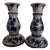 2 Jingdezhen Ceramic Candle Holders Blue and White Porcelain Vintage For Sale