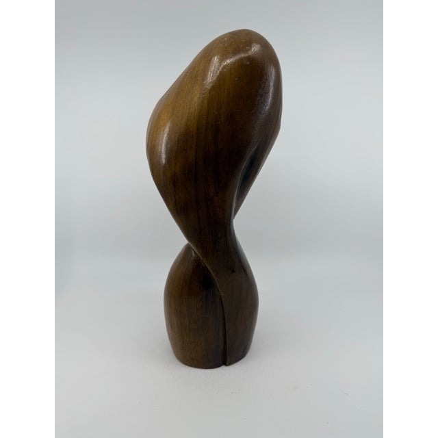 Vintage MCM Wooden Sculpture of a Woman For Sale - Image 4 of 5