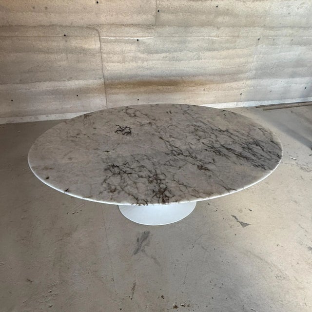 Gemstone Mid-Century Modern Eero SaarinenKnoll Oval Tulip Pedestal Table Cristallo Quartz For Sale - Image 7 of 11