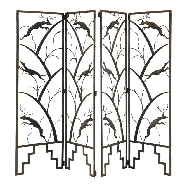 Manner of Wilhelm (William) Hunt Diederich (German-American, 1884-1953), Art Deco Iron Floor Screen For Sale