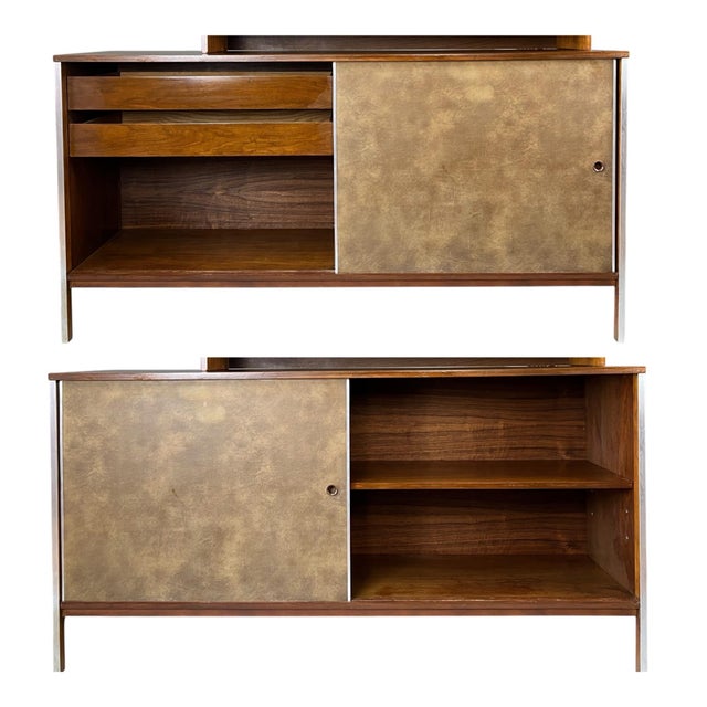 For sale is this outstanding Paul McCobb for Calvin Linear Mid Century Walnut Credenza With Hutch. The top is removable.