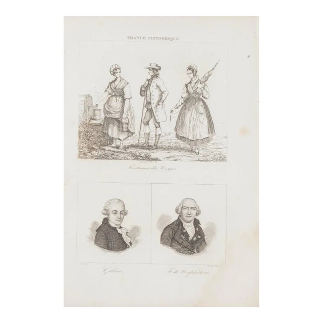 Unknown - Costumes and Portraits - Original Lithograph - 19th Century For Sale