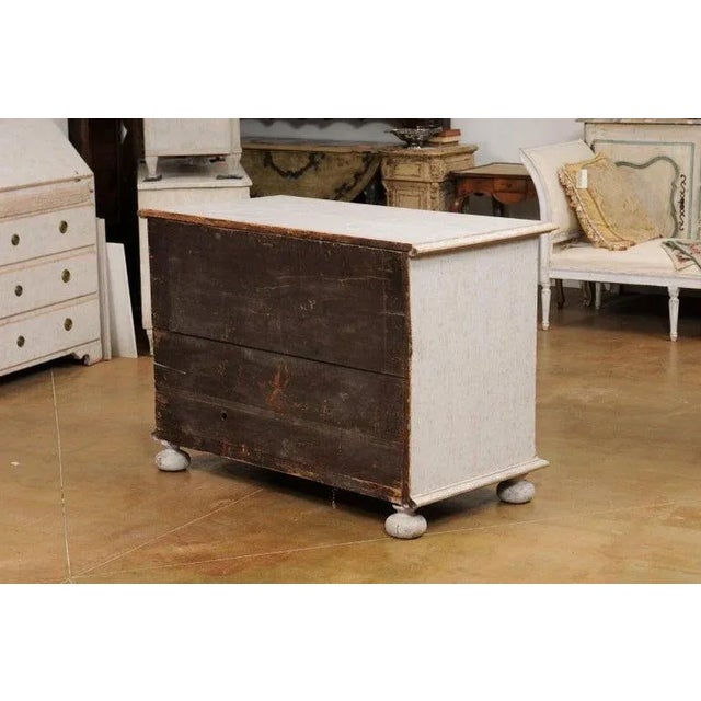 Beige 1740s Swedish Baroque Painted Buffet with Carved Doors and Pull Out Drawer For Sale - Image 8 of 13