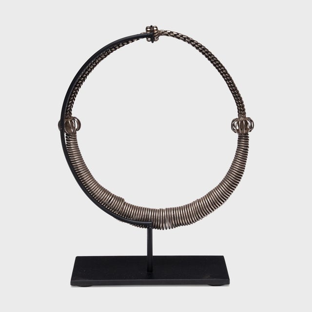 Chinese Antique Miao Silver Coil Necklace, Early 20th Century For Sale - Image 3 of 4