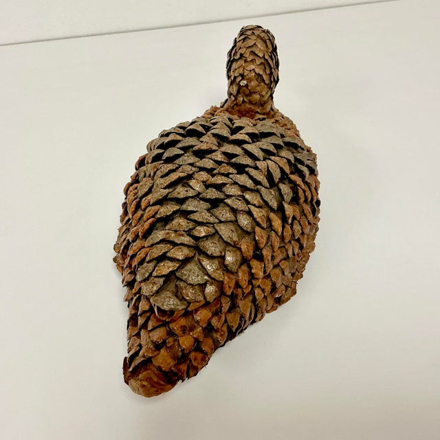 1950s Arts & Crafts Boho Chic Adirondack Pine Cone & Paper Mache’ Duck Figurine For Sale - Image 14 of 16