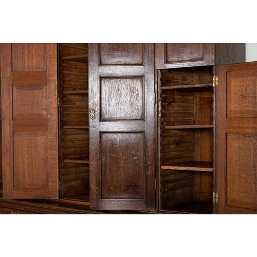 Georgian English Monumental Breakfront Oak Housekeepers Cupboard, 1800s For Sale - Image 14 of 18