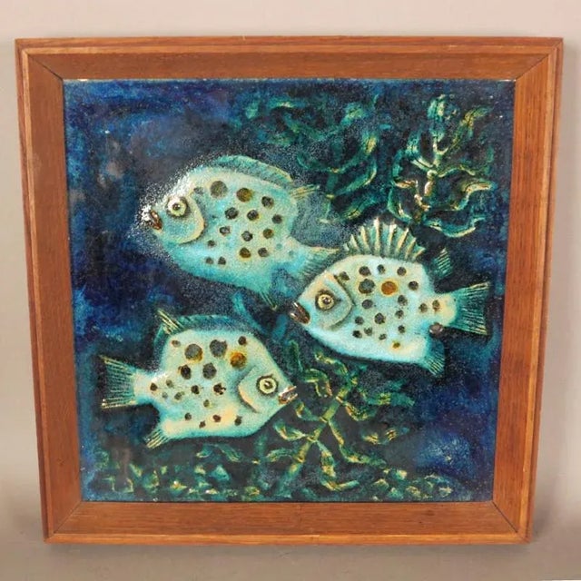 Large Ceramic Fish Wall Plate from Karlsruher Majolika, 1950s For Sale - Image 4 of 4