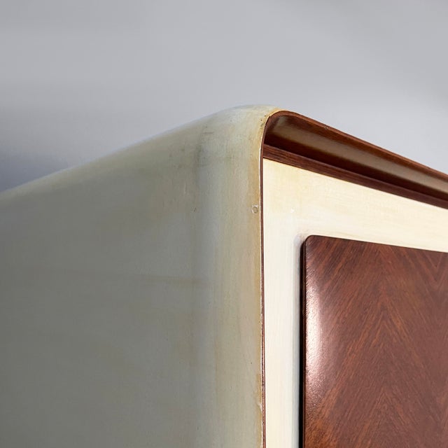 Wood Art Deco Italian Wood and White Wood Wardrobe, 1940s For Sale - Image 7 of 18