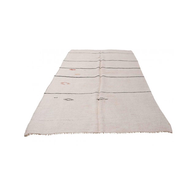 Modern White Black Striped Vintage Hemp Rug - 5`10″ X 11`4″ Ft. For Sale - Image 3 of 6