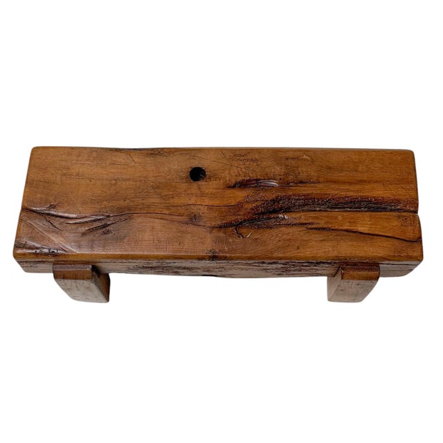 Wood Brutalist Rustic Wabi Sabi Side Table, 1970s For Sale - Image 7 of 14