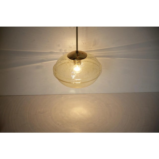 Mid-Century Modern Brass and Gold Glass Pendant from Kamenicky Senov, Former Czechoslovakia, 1970s For Sale - Image 6 of 8
