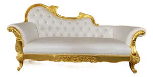 ✨ Luxury French Rococo Gold & Pearl White Tufted Chaise Lounge ✨