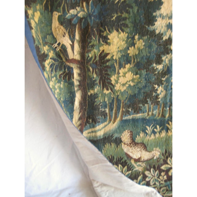 Early 18th Century Aubusson Verdure Tapestry Lansdscape and a Chicken For Sale - Image 11 of 11
