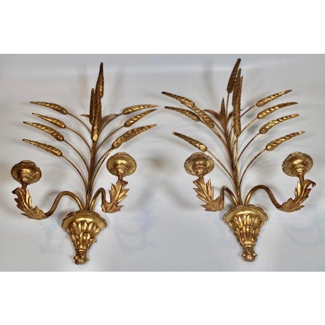 Antique Italian Golden Gilt Wheat Sconces For Sale In Tulsa - Image 6 of 12