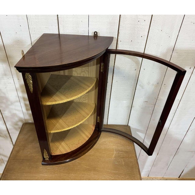 English Mahogany Corner Wall Display Cabinet, 1950s For Sale - Image 5 of 12