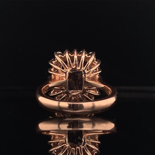 Tourmaline Rubellite Diamond Ring 14k Rose Gold 7.45 TCW Certified, Size 6.5 For Sale - Image 16 of 17