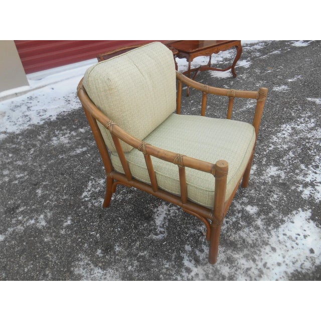 Vintage McGuire Mahogany and Rattan Side Table For Sale - Image 6 of 7