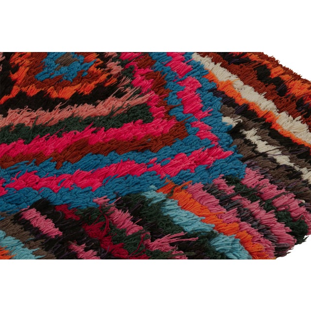 1950s Vintage Moroccan Runner Rug With Stripes & Diamond Medallions, From Rug & Kilim For Sale - Image 5 of 7